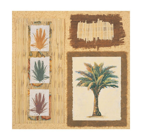 Palm Collage II Black Modern Wood Framed Art Print by Unknown