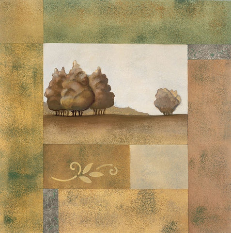 Golden Trees I Black Modern Wood Framed Art Print by Unknown