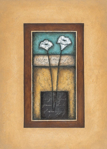 Lilies in Vase Black Ornate Wood Framed Art Print with Double Matting by Unknown