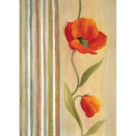 Peony I Black Modern Wood Framed Art Print with Double Matting by Unknown