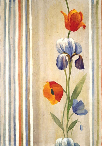 Poppy White Modern Wood Framed Art Print with Double Matting by Unknown