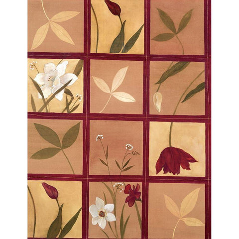 Windowpane of Flowers White Modern Wood Framed Art Print by Unknown