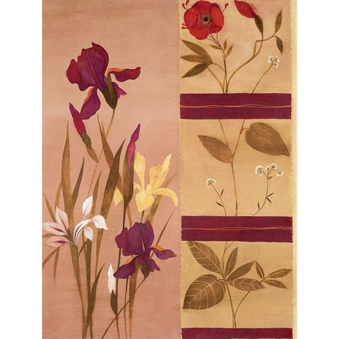 Floral Collage I Gold Ornate Wood Framed Art Print with Double Matting by Unknown