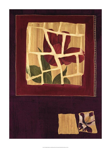Floral Mosaic White Modern Wood Framed Art Print with Double Matting by Unknown
