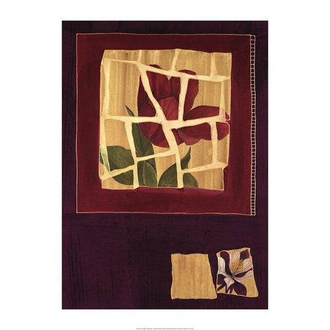 Floral Mosaic White Modern Wood Framed Art Print by Unknown