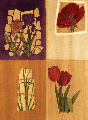 Floral Collage II White Modern Wood Framed Art Print with Double Matting by Unknown