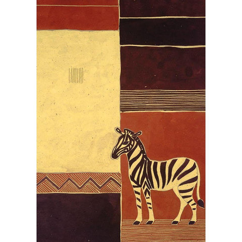 Abstract Zebra Gold Ornate Wood Framed Art Print with Double Matting by Unknown