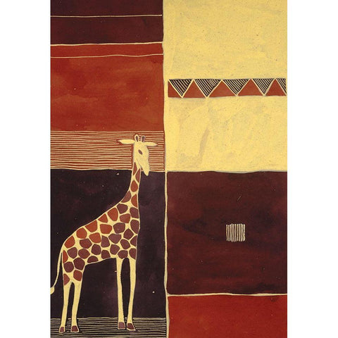 Abstract Giraffe Gold Ornate Wood Framed Art Print with Double Matting by Unknown