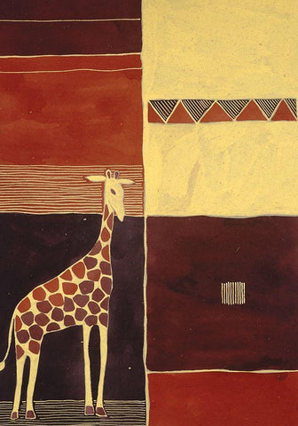 Abstract Giraffe White Modern Wood Framed Art Print with Double Matting by Unknown