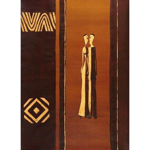 African Couple White Modern Wood Framed Art Print by Unknown