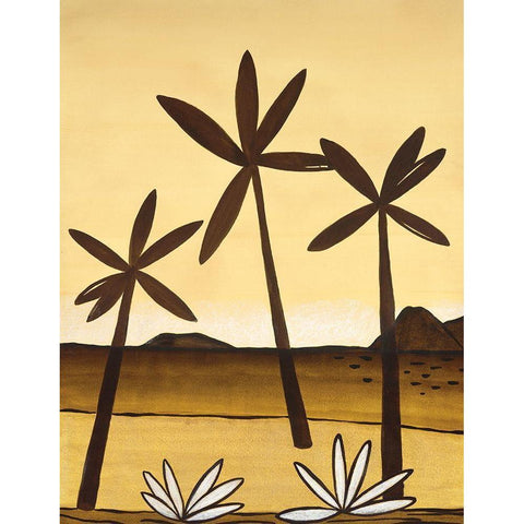 Palm Trees White Modern Wood Framed Art Print by Unknown