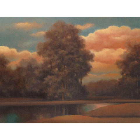 Hazy Meadow I Black Modern Wood Framed Art Print with Double Matting by Unknown