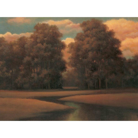 Hazy Meadow II Gold Ornate Wood Framed Art Print with Double Matting by Unknown