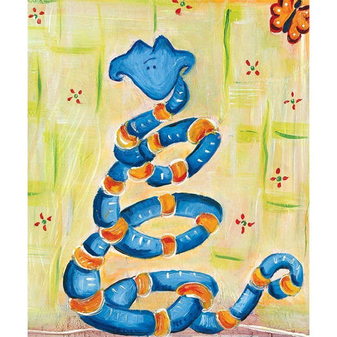 Snakey White Modern Wood Framed Art Print by Unknown