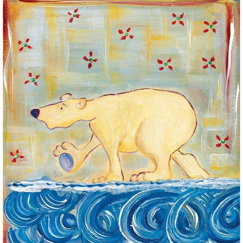 Polar Beary White Modern Wood Framed Art Print by Unknown