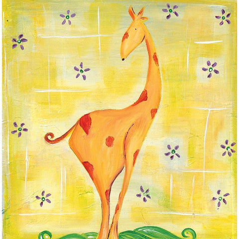 Giraffey White Modern Wood Framed Art Print by Unknown