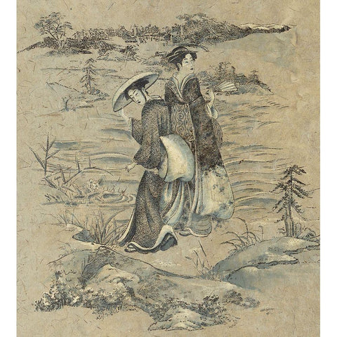 Japanese Garden II Black Modern Wood Framed Art Print by Unknown