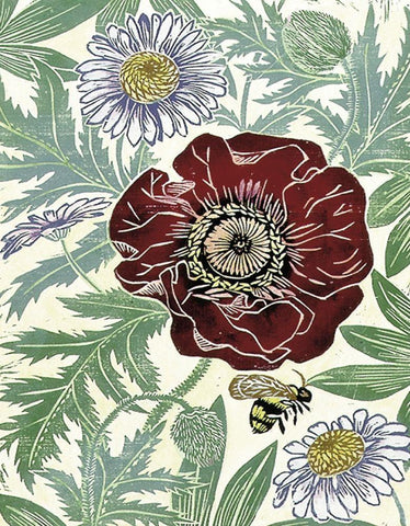 Poppy I Black Ornate Wood Framed Art Print with Double Matting by Unknown