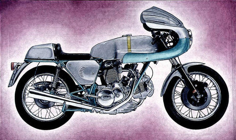 Motorcycle I White Modern Wood Framed Art Print with Double Matting by Unknown