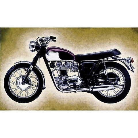 Motorcycle II Black Modern Wood Framed Art Print by Unknown