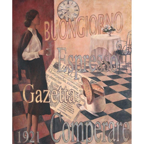 Buongiorno - 1921 White Modern Wood Framed Art Print by Unknown