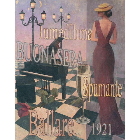 Buonasera - 1921 Black Modern Wood Framed Art Print with Double Matting by Unknown