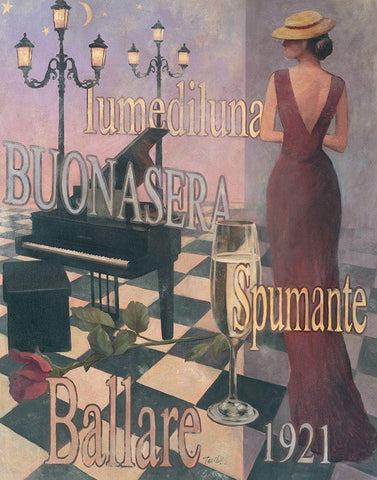 Buonasera - 1921 White Modern Wood Framed Art Print with Double Matting by Unknown