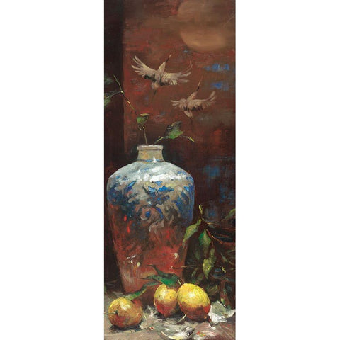 Oriental Vase Panel I White Modern Wood Framed Art Print by Unknown