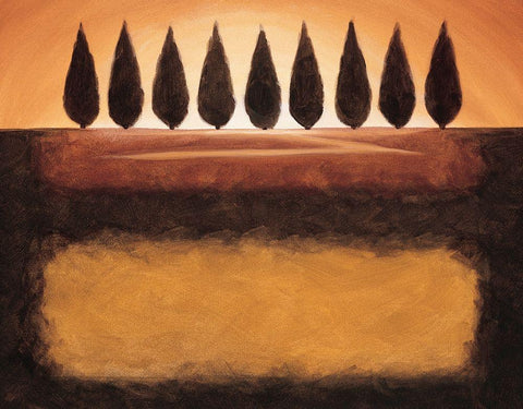 Nine Trees Black Ornate Wood Framed Art Print with Double Matting by Unknown