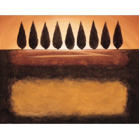 Nine Trees Black Modern Wood Framed Art Print by Unknown