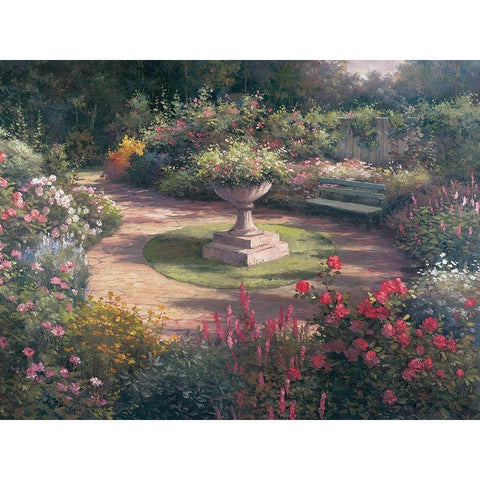 Garden Pedestal Black Modern Wood Framed Art Print by Unknown
