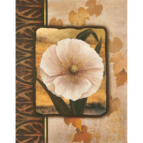 White Poppy Gold Ornate Wood Framed Art Print with Double Matting by Unknown