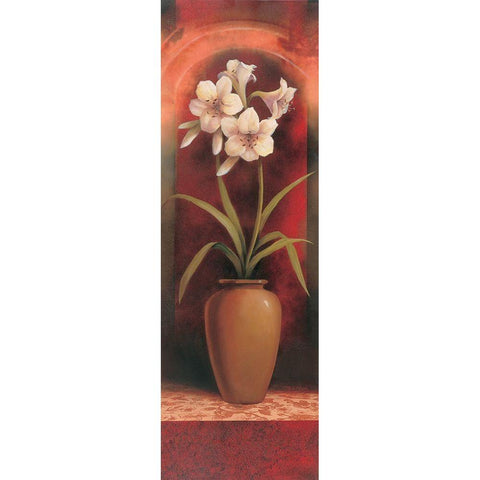 Potted Orchid White Black Modern Wood Framed Art Print with Double Matting by Unknown