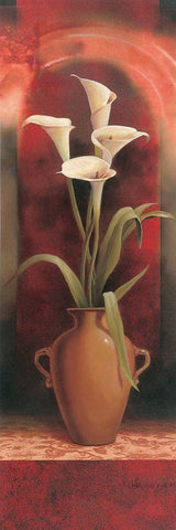Potted Calla Lily Black Ornate Wood Framed Art Print with Double Matting by Unknown