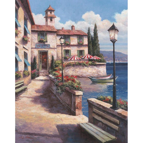 Mediterranean Villa I White Modern Wood Framed Art Print by Unknown