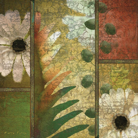 Floral Collage I Black Modern Wood Framed Art Print with Double Matting by Unknown