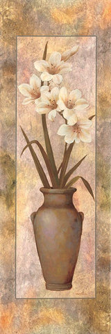 Potted Lily Black Ornate Wood Framed Art Print with Double Matting by Unknown