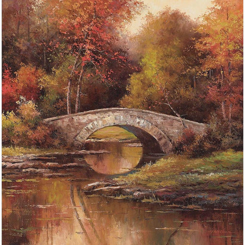 Stone Bridge White Modern Wood Framed Art Print by Unknown