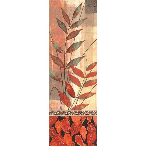 Feuille Panel I Black Modern Wood Framed Art Print with Double Matting by Unknown