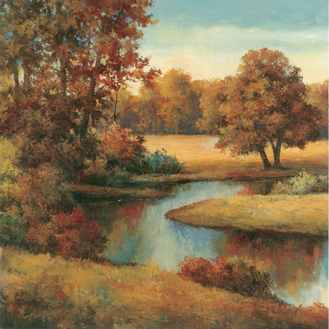 Lakeside Serenity I White Modern Wood Framed Art Print by Unknown