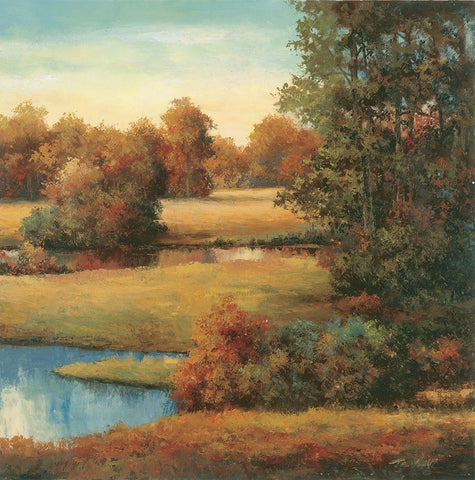 Lakeside Serenity II White Modern Wood Framed Art Print with Double Matting by Unknown