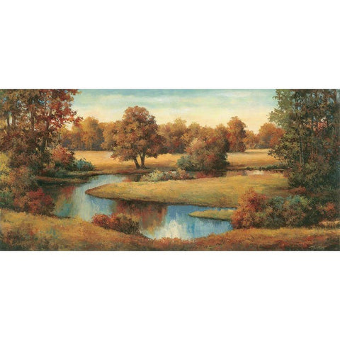 Lakeside Serenity Black Modern Wood Framed Art Print with Double Matting by Unknown