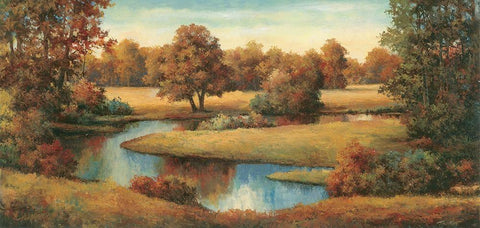 Lakeside Serenity Black Ornate Wood Framed Art Print with Double Matting by Unknown