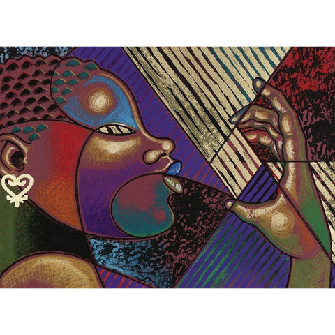 Blowing a Kiss II Black Modern Wood Framed Art Print with Double Matting by Unknown