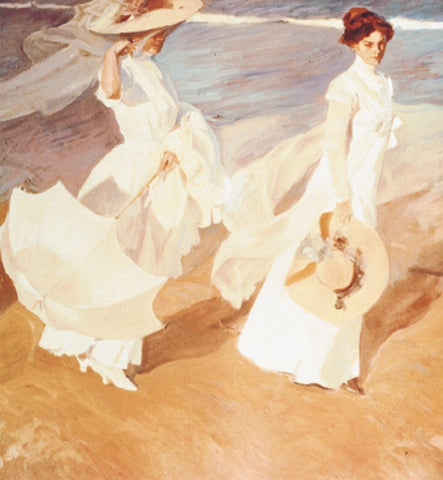 Two Victorian Women White Modern Wood Framed Art Print with Double Matting by Unknown