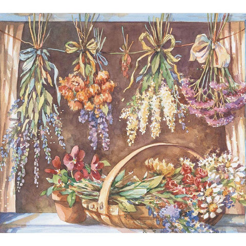 Window of Herbs II Gold Ornate Wood Framed Art Print with Double Matting by Unknown