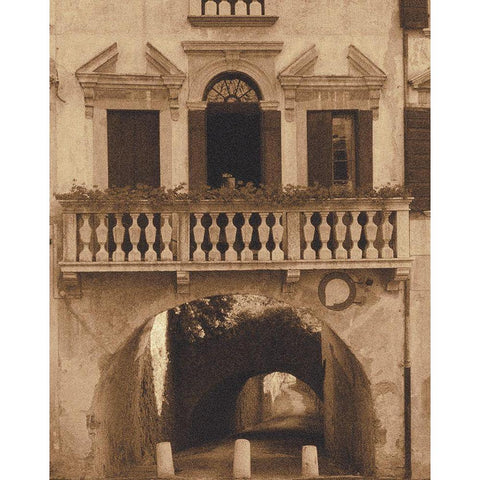 Venetian Balustrade Gold Ornate Wood Framed Art Print with Double Matting by Unknown