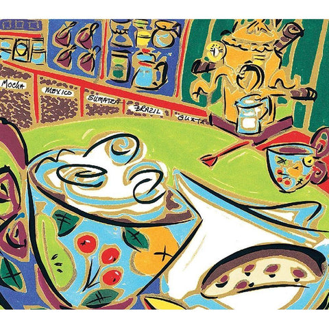 Cafe II Gold Ornate Wood Framed Art Print with Double Matting by Unknown