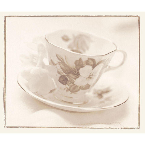 Tea Time I White Modern Wood Framed Art Print by Unknown