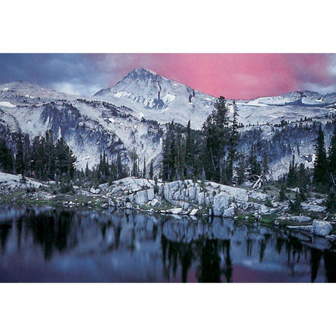 Mountain Reflection White Modern Wood Framed Art Print by Unknown